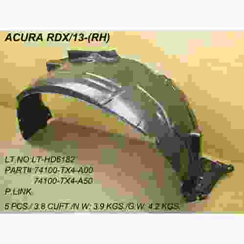 ACURA RDX  FENDER LINER RIGHT (Passenger Side) WO/INSULATION FOAM OEM#74100TX4A00-PFM 2013-2015 PL# AC1249129-PFM