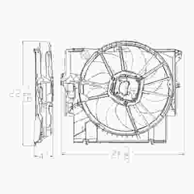 BMW BMW 3 (SEDAN)  RADIATOR FAN ASSY (3.0L GAS W/TURBO) OEM#17425A3F109 2007-2011 PL# BM3115116