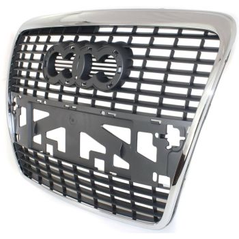 AUDI A6 SEDAN /WAGON GRILLE SLV/BLK (W/CHR Frame)(WO/S-LINE)(WO/SENSOR) OEM#4F08536511QP 2005-2008 PL# AU1200111