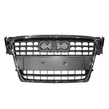 AUDI A4 SEDAN / WAGON GRILLE ASSEMBLY GRAY W/CHR OUTER MLDG(WO/S-LINE) OEM#8K08536511QP 2009-2012 PL# AU1200122