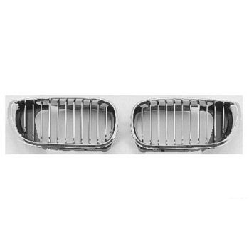 BMW BMW 3 ( i/xi ) (SEDAN/WAGON) GRILLE LEFT (Driver Side) CHROME FRAME & CHR/BLK INNER (SEDAN & WG) OEM# 51137042961 2002-2005 PL# BM1200128
