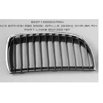 BMW BMW 3 (WAGON) GRILLE RIGHT (Passenger Side) CHROME FRAME & BLACK INNER OEM# 51137120008 2006-2008 PL# BM1200167