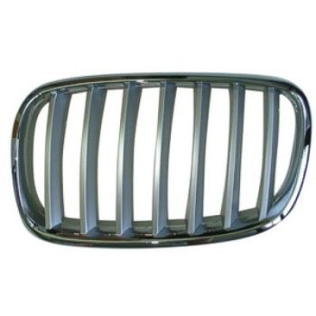 BMW BMW X6 E71 GRILLE LEFT (Driver Side) CHR/SLV (TO OEM# 51137185223 2008-2012 PL# BM1200182