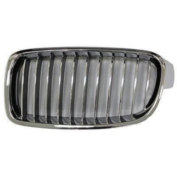 BMW BMW 3 (WAGON) GRILLE LEFT (Driver Side) CHROME FRAME /CHR/BLK INNER(11 BAR)(LUXURY) OEM# 51137263481 2014-2019 PL# BM1200234