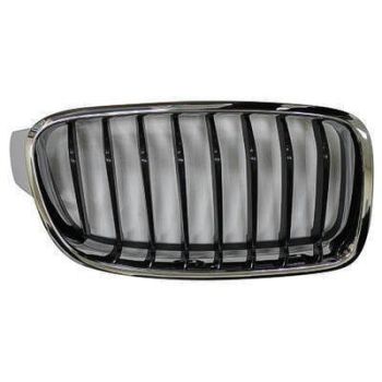 BMW BMW 3 (SEDAN) HYBRID  GRILLE RIGHT (Passenger Side) CHROME FRAME /BLACK INNER( 8 BAR)(SPORT/M SPORT) OEM# 51137260498 2013-2015 PL# BM1200235