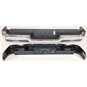 DODGE TRUCKS & VANS DODGE/PU  (R1500) REAR STEP BMP ASSY CHROME (W/6 SENSOR)(W/ADVANCE PARK ASSIST)(DUAL EXHAUST) OEM#68404443AB-PFM 2019-2022 PL# CH1103147