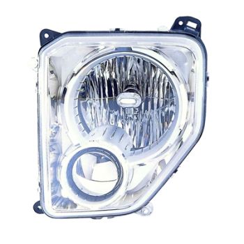 JEEP LIBERTY HEAD/LAMP ASSEMBLY LEFT (Driver Side) (W/O FOG LAMP)(CHR BEZEL)(OVAL BULB SHIELD) OEM#57010171AE (P) 2008-2009 PL# CH2502221
