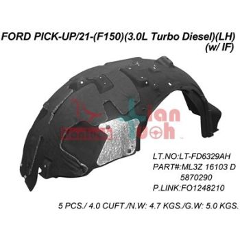 FORD TRUCKS & VANS FORD/PU F150 HYBRID FENDER LINER LEFT (Driver Side) (EXC XL/XLT) OEM#ML3Z16103D 2021-2024 PL# FO1248210