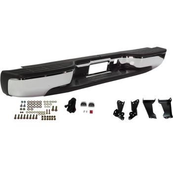 GM TRUCKS & VANS SILVERADO/PU (CHEVY) (07 OLD STYLE) REAR STEP BUMPER ASSEMBLY CHROME W/MTG KIT (Fleetside)(1500/2500) OEM#12496085 1999-2007 PL# GM1103122