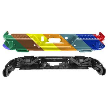 GM TRUCKS & VANS SILVERADO/PU 1500 REAR STEP BUMPER ASSY BLACK W/DUAL BLACK EXHAUST TIP (W/SENSOR) OEM#84574365-PFM 2022-2024 PL# GM1103263