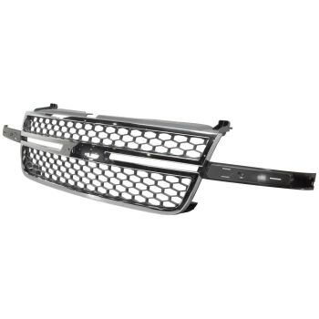 GM TRUCKS & VANS SILVERADO/PU (CHEVY) (07 OLD STYLE) GRILLE CHROME FRAME/GRAY INNER(EXC 1500) OEM#12335956 2005-2007 PL# GM1200546