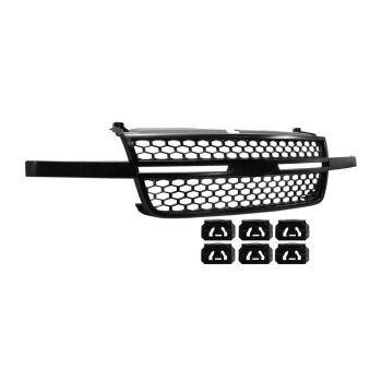 GM TRUCKS & VANS SILVERADO/PU (CHEVY) (07 OLD STYLE) GRILLE BLACK FRAME/BLACK INNER(EXC 05-05 1500) OEM#15276048 2005-2007 PL# GM1200586