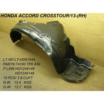 HONDA ACCORD CROSSTOUR FENDER LINER RIGHT (Passenger Side) WO/INSULATION FOAM OEM#74100TP6A50-PFM 2013-2015 PL# HO1249149