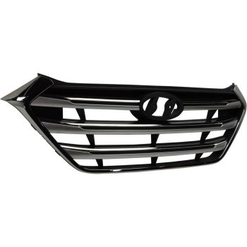 HYUNDAI TUCSON  GRILLE PTD-BLACK W/SILVER GRAY & CHROME MLDG (W/PEDESTIAN RECOGNITION)(From 5-16-16) OEM#86350D3100PCR 2017-2018 PL# HY1200209