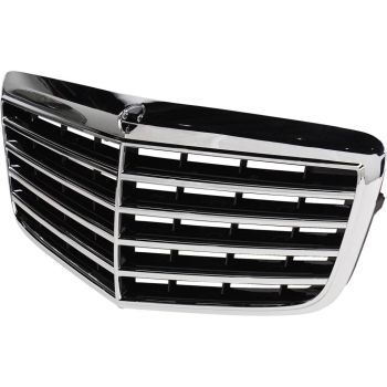MERCEDES-BENZ E-CLASS (211) (SEDAN /WAGON 04-09) GRILLE ASSEMBLY CHR/BLK (WO/PROXIMITY CRUISE)(W/MARK) OEM#2118801783 2007-2009 PL# MB1200146