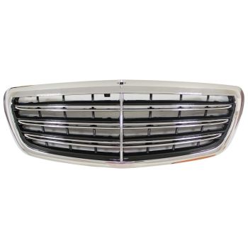 MERCEDES-BENZ S-CLASS (222)  GRILLE CHROME/BLACK (WO/DISTRONIC CRUISE)(WO/SURROUND VIEW)(WO/NIGHT VIEW)(S450/560) OEM#22288022009040 2018-2020 PL# MB1200207
