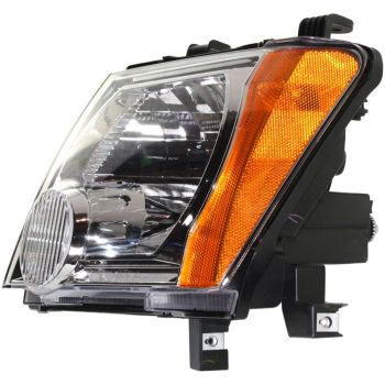 NISSAN(DATSUN) XTERRA HEAD LAMP ASSEMBLY LEFT (Driver Side) (CHROME BEZEL)(EXC S/X MDL) OEM# 26060EA025 2005-2015 PL# NI2502161