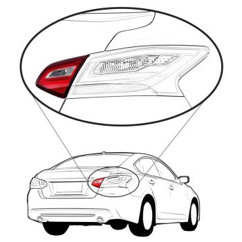 NISSAN(DATSUN) ALTIMA SEDAN BACK-UP LAMP ASSEMBLY RIGHT (Passenger Side) (SMOKED LENS)(2.5 SR/3.5 SR/MIDNIGHT ED)**CAPA** OEM#265409HS1A 2017-2018 PL# NI2803112C