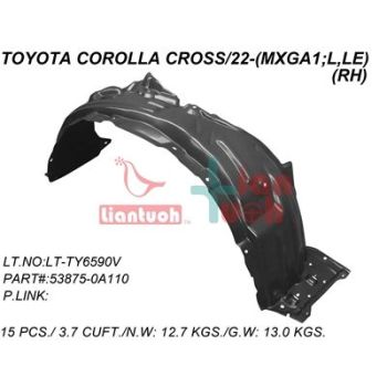 TOYOTA COROLLA CROSS FENDER LINER RIGHT (Passenger Side) (L/LE) OEM#538750A110 2022-2024 PL# TO1249251