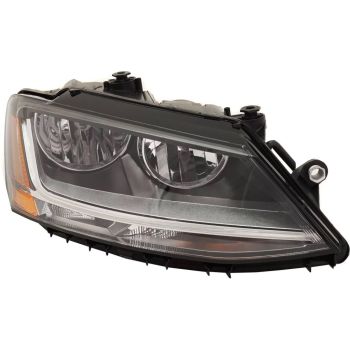 VOLKSWAGEN JETTA SEDAN (EXC GLI) HEAD LAMP ASSY RIGHT (Passenger Side) (HALOGEN)(W/LED DRL) OEM#5C7941006J 2017-2018 PL# VW2503168