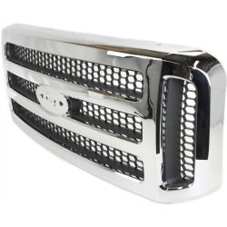 FORD TRUCKS & VANS FORD/PU  (F250/350/450/550) Super Duty GRILLE CHROME/GRAY (XLT/OUTLAW/LARIAT)(WO/CHROME PKG)(BAR DESIGN) OEM#6C3Z8200BD 2005-2007 PL# FO1200456