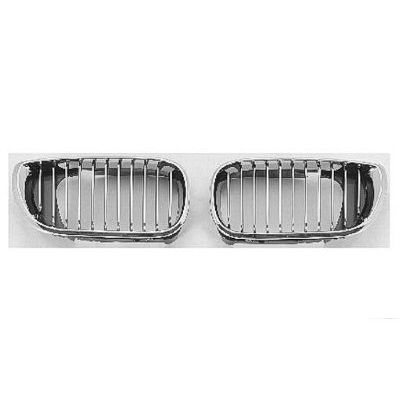 BMW BMW 3 ( i/xi ) (SEDAN/WAGON) GRILLE LEFT (Driver Side) CHROME FRAME & CHR/BLK INNER (SEDAN & WG) OEM# 51137042961 2002-2005 PL# BM1200128