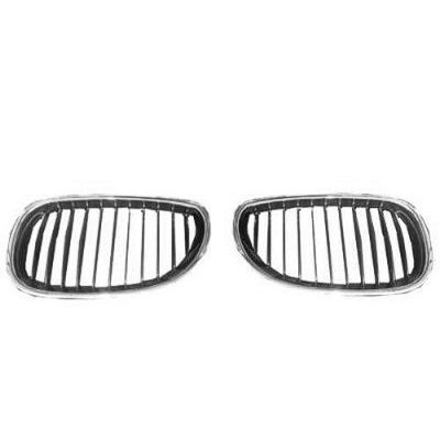 BMW BMW 5 SERIES (SEDAN) GRILLE LEFT (Driver Side) CHROME FRAME & CHR/BLK INNER OEM# 51137065701 2004-2010 PL# BM1200140