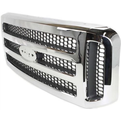 FORD TRUCKS & VANS FORD/PU  (F250/350/450/550) Super Duty GRILLE CHROME/GRAY (XLT/OUTLAW/LARIAT)(WO/CHROME PKG)(BAR DESIGN) OEM# 6C3Z8200BD 2005-2007 PL# FO1200456