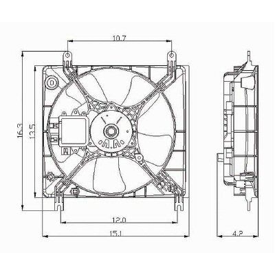 DODGE STRATUS/COUPE RADIATOR FAN ASSY ( 4 & 6 CYL ) OEM# MR373149-PFM 2001-2005 PL# MI3115107
