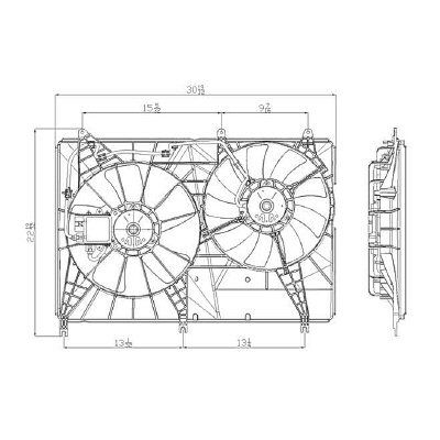 MITSUBISHI ENDEAVOR  RADIATOR & A/C FAN ASSY (DUAL FAN) OEM# MR968066-PFM 2004-2008 PL# MI3115122